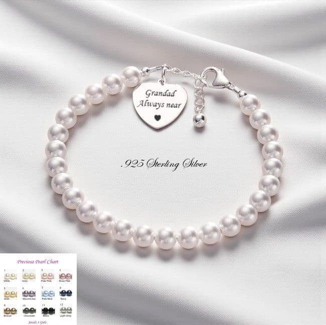 Beautiful Pearl and Silver Memorial Bracelet with Engraving | Someone Remembered