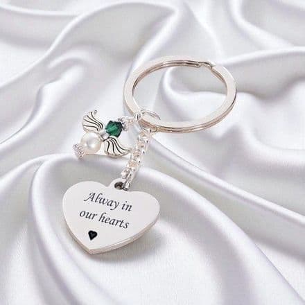 Birthstone Angel Keyring, Personalised Engraving