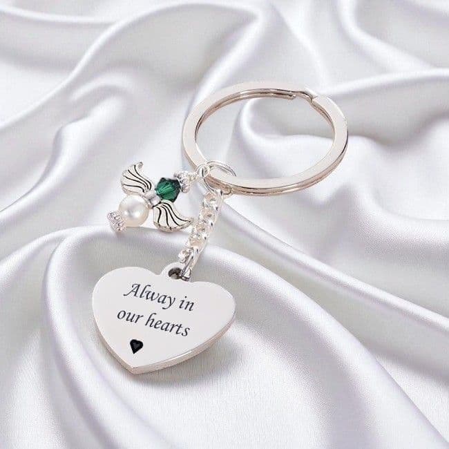 Birthstone Angel Keyring, Personalised Engraving | Someone Remembered