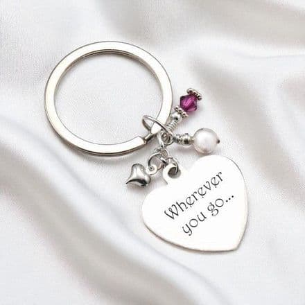 Birthstone Keyring, Personalised with Engraving