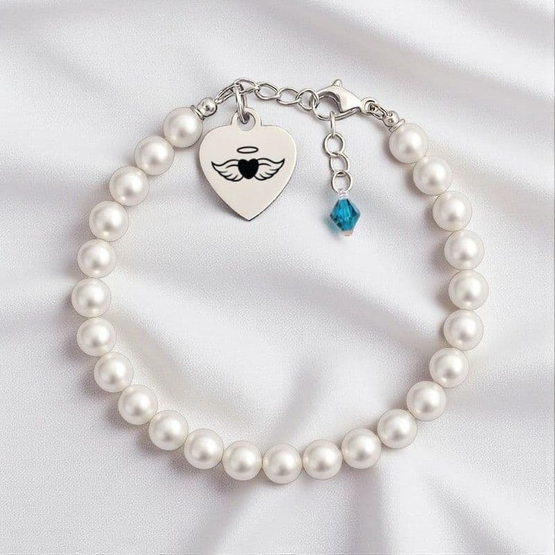 Birthstone Memorial Bracelet With Engraved Heart. | Someone Remembered