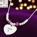 Birthstone Necklace with Silver Beads and Engraving | Someone Remembered