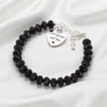 Black Crystal Bracelet with Engraved Heart | Someone Remembered
