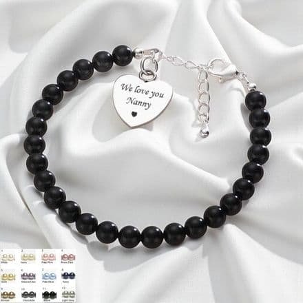 Black Pearl Bracelet, Personalised with Any Engraving, Sympathy Gift