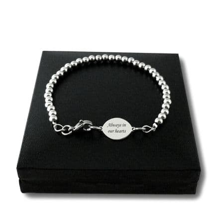 Bracelet for Man or Boy with Engraving & Steel Beads