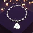 Bracelet Personalised with Engraved Horse Head, Heart Chain| Someone Remembered