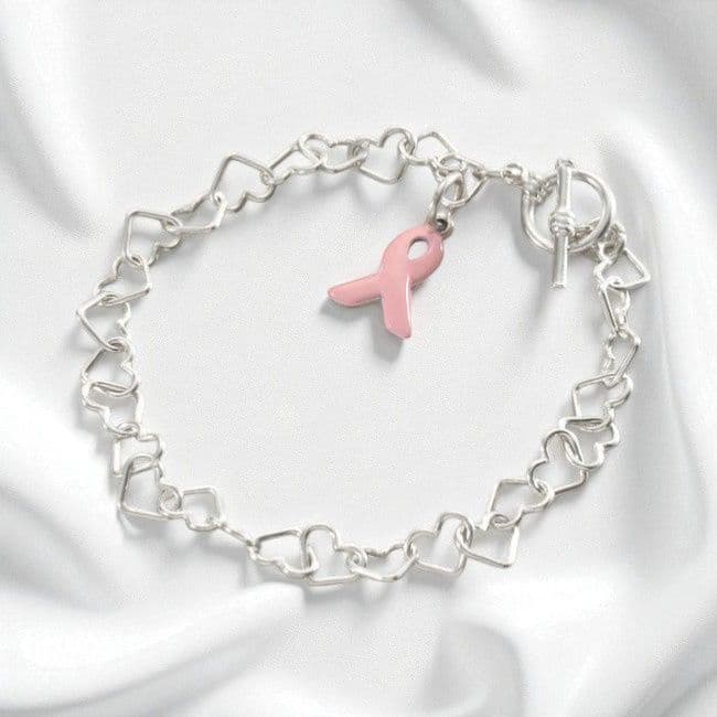 Memorial Charm Bracelet - Awareness Ribbon and Eternal Hearts | Someone Remembered
