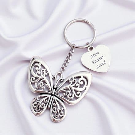 Butterfly Keyring with Engraving