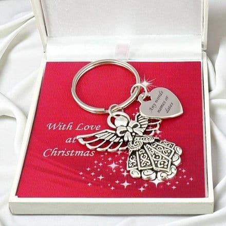 Christmas Angel, Personalised Keyring