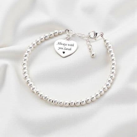 Dainty Engraved Heart Memorial Bracelet