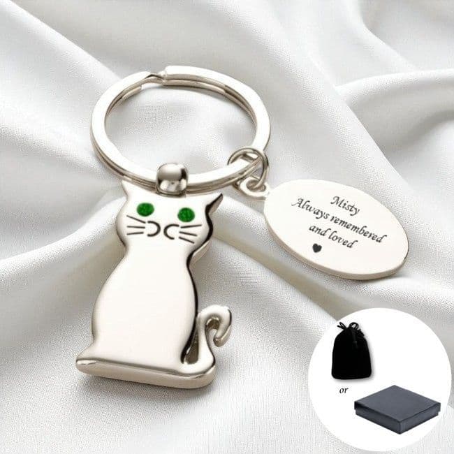 Engravable Cat Key Ring | Someone Remembered