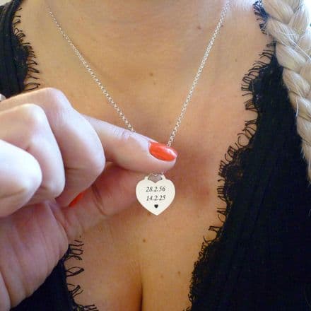 Engraved, 925 Sterling Silver Heart Necklace, Personalised