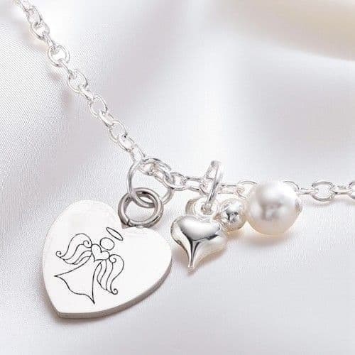 Engraved Heart Necklace with Crystal Bail | Someone Remembered