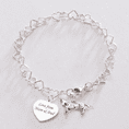 Engraved Heart Link Bracelet with Horse Charm, Personalised | Someone Remembered