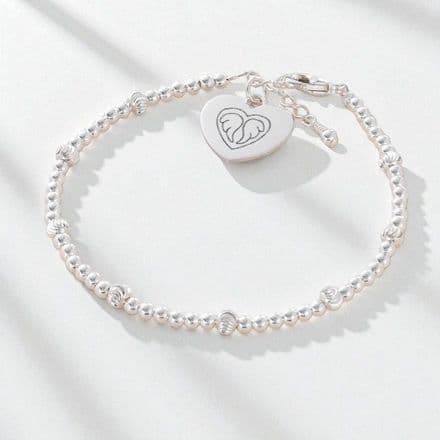 Engraved Heart Memorial Bracelet, Sterling Silver