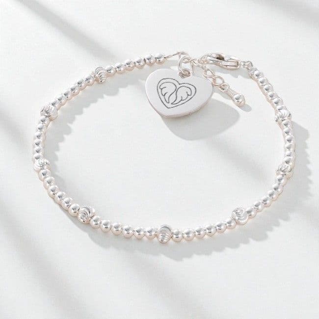 Engraved Sterling Silver Beaded Memorial Bracelet. | Someone Remembered
