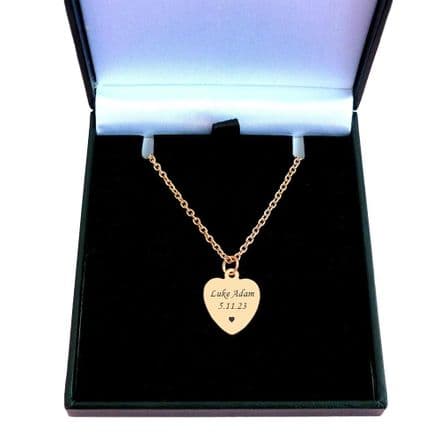 Engraved Heart Memorial Necklace in Rose Gold