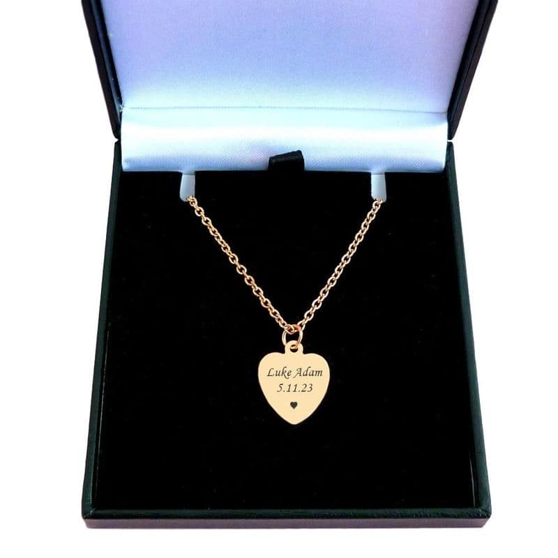 Engraved Heart Memorial Necklace in Rose Gold | Someone Remembered