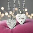Engraved Heart Necklace with Crystals | Someone Remembered