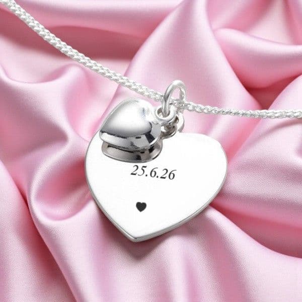 Engraved Heart on Heart Necklace | Someone Remembered