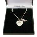 Engraved Heart with Angel Wing, Sterling Silver Necklace | Someone Remembered