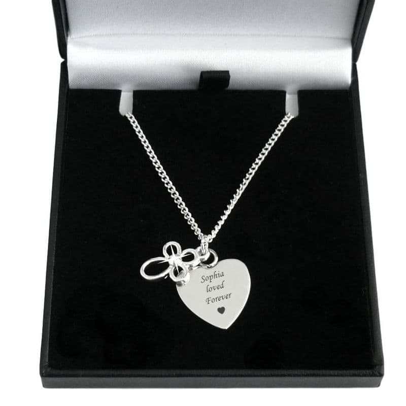 Engraved Heart with Open Cross Necklace | Someone Remembered