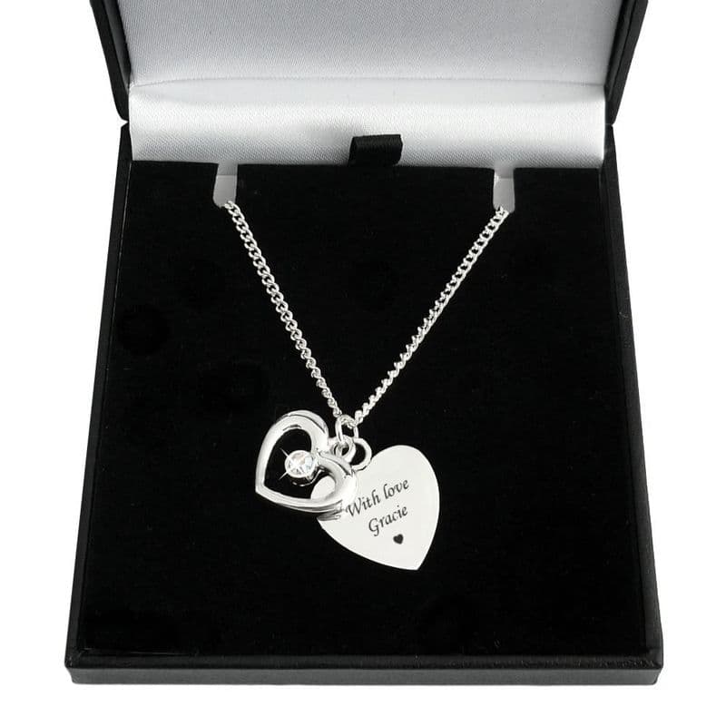 Engraved Heart with Open Heart Necklace | Someone Remembered