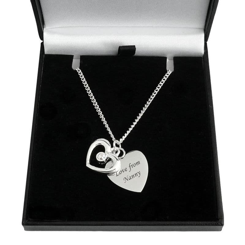 Engraved Heart with Open Heart Necklace | Someone Remembered