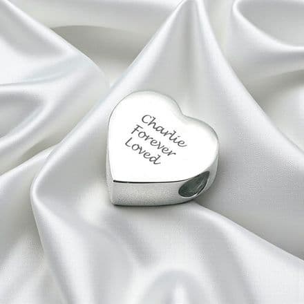 Engraved Memorial Charm Bead, Heart