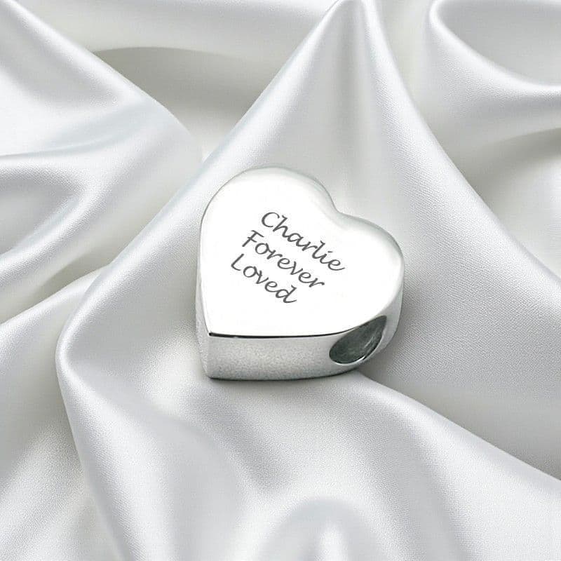 Engraved Memorial Charm Bead, Heart | Someone Remembered