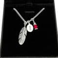 Engraved Necklace with Feather & Birthstone | Someone Remembered