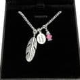 Engraved Necklace with Feather & Birthstone | Someone Remembered