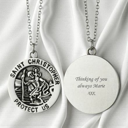 Engraved Saint Christopher Necklace