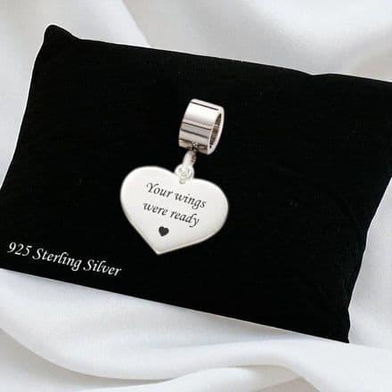 Engraved Silver Charm, Your Wings Were Ready
