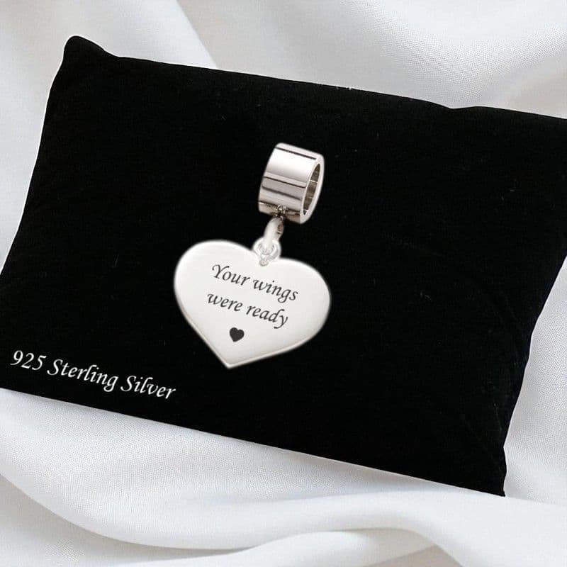 Engraved Silver Charm, Your Wings Were Ready | Someone Remembered