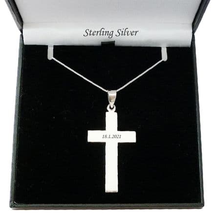 Engraved Silver Cross, Memorial Necklace, Any Engraving