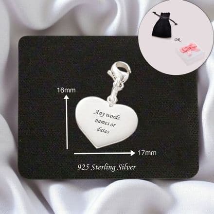 Engraved Silver Heart Charm