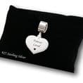 Engraved Silver Heart Charm - Pandora Style | Someone Remembered