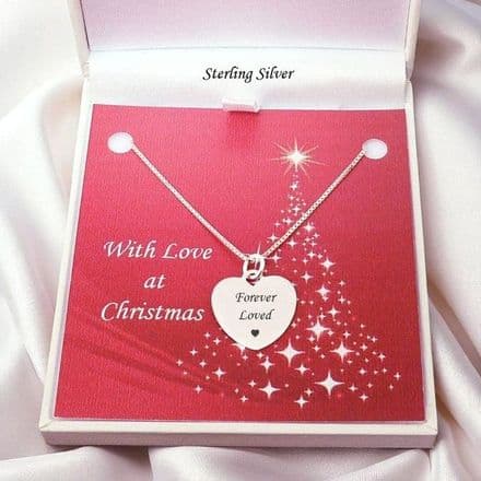 Engraved Silver Heart Necklace, Christmas Memorial Gift