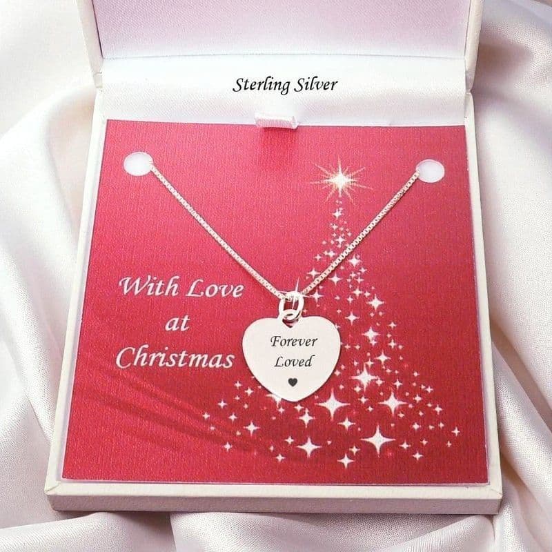 Engraved Silver Heart Necklace, Christmas Memorial Gift | Someone Remembered