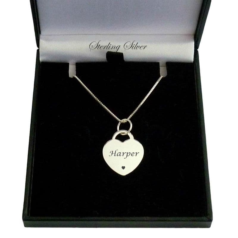 Engraved Silver Heart Pendant on Silver Chain | Someone Remembered