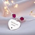 Engraved Silver Heart with Birthstones Necklace | Someone Remembered