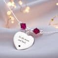 Engraved Silver Heart with Birthstones Necklace | Someone Remembered