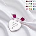 Engraved Silver Heart with Birthstones Necklace | Someone Remembered