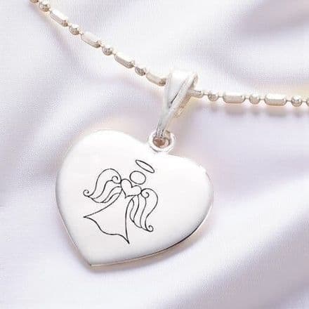 Engraved Silver Necklace with Angel, Personalised