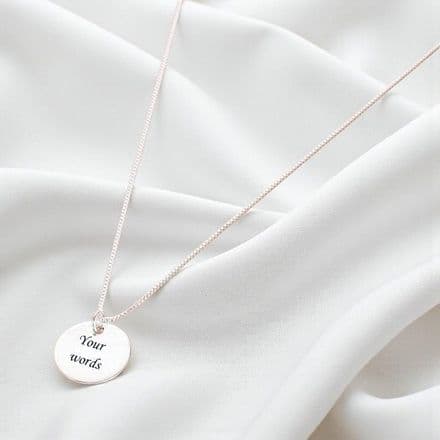 Engraved Silver Round Pendant Memorial Necklace