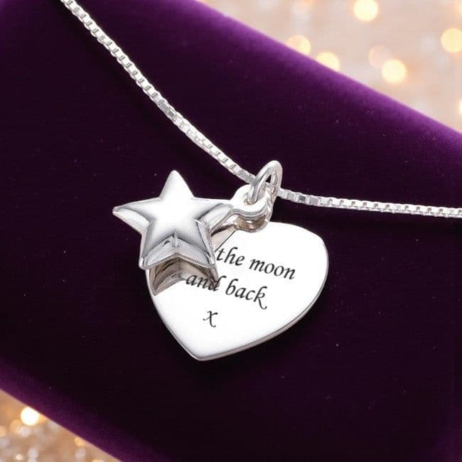 Engraved Star on Heart Necklace | Someone Remembered