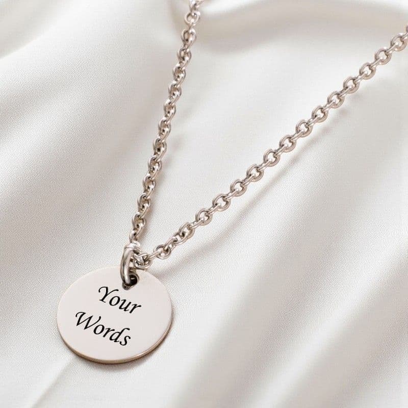 Engraved Steel Round Pendant Memorial Necklace | Someone Remembered