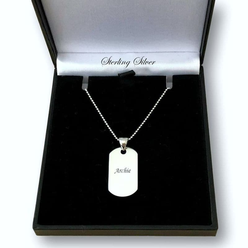 Engraved Sterling Silver Dogtag Necklace | Someone Remembered
