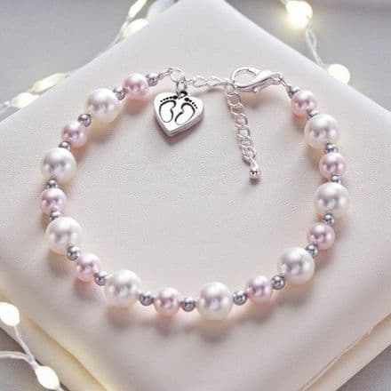Footprints on your Heart Pearl Bracelet